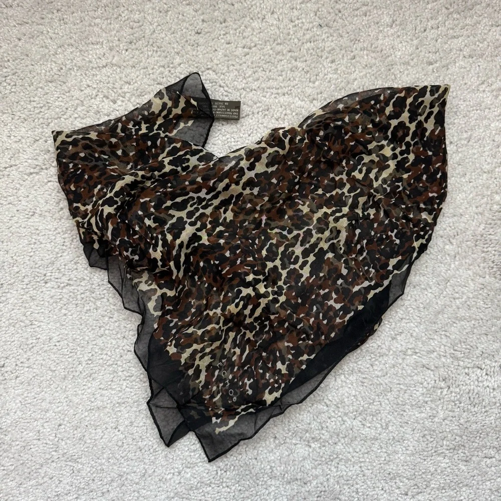 Echo Women's Silk Camo Print Scarf - Black, Brown, and Tan 21.5*21.5